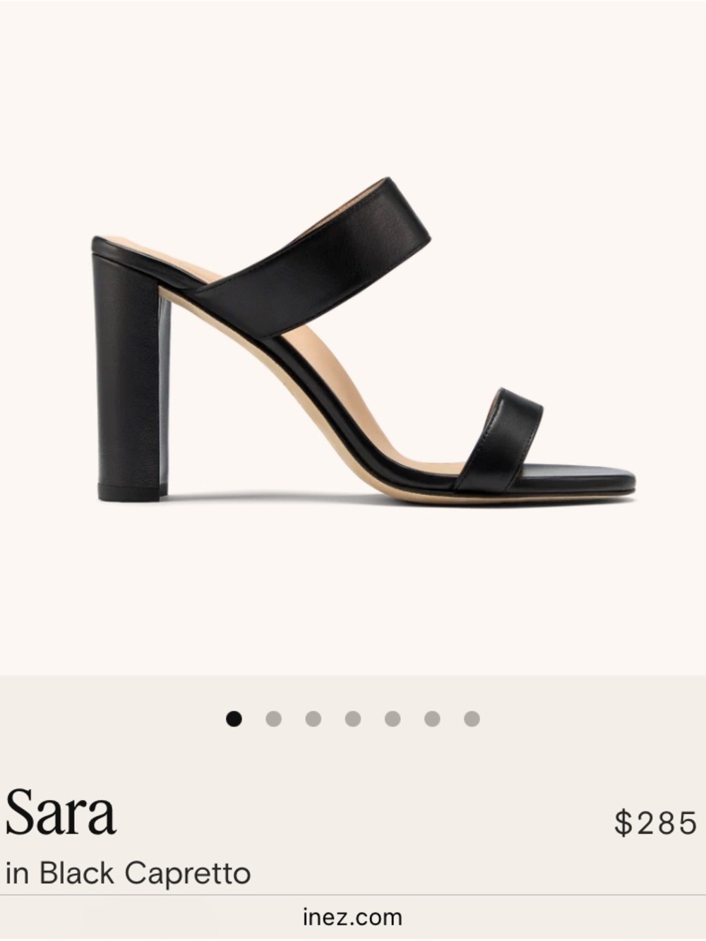 INEZ Black Leather Double-Strap Heeled Sandals - Picture 8 of 8